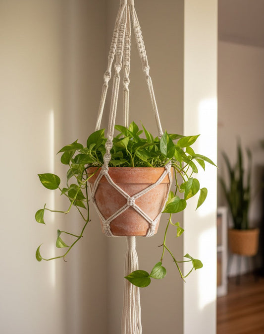White Macrame Plant Hanger